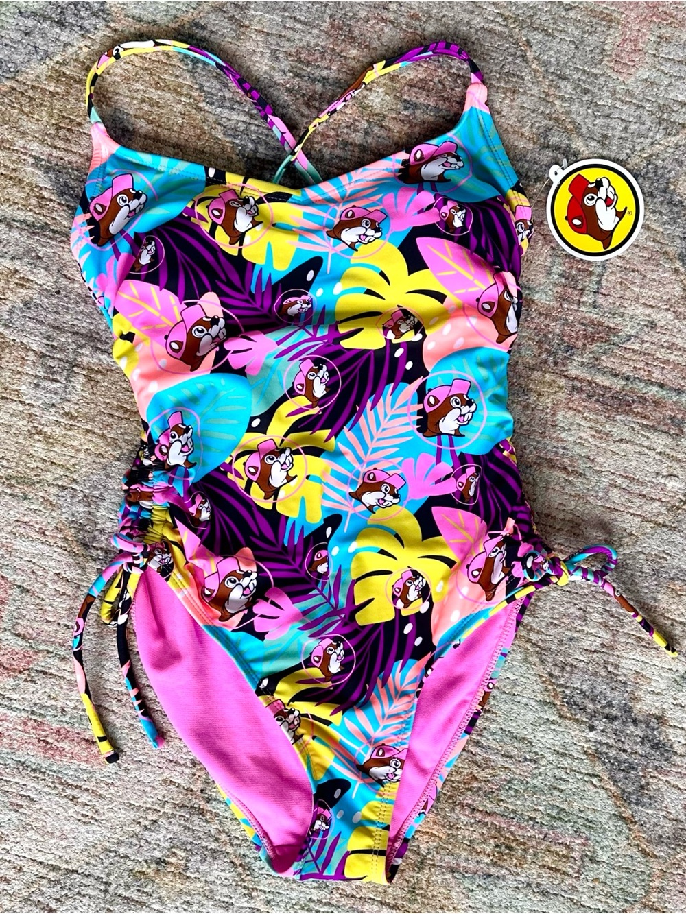 Women’s One-Piece Buc-ee’s Swim Suit - Bright Multi Floral Print - Picture 6 of 6